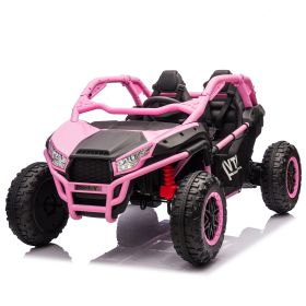 24V Two-seater Kids Ride On UTV w/Parents Control,20in seat width,400W Super high power,Four-wheel Suspension,Bluetooth,MP3,USB,LED Light,Horn