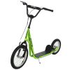 Aosom Youth Scooter, Teens Kick Scooter, Adjustable Handlebar Ride On Toy for 5+ with 16" Front and 12" Rear Dual Brakes Inflatable Wheels, Green