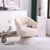 Swivel Chair Armchair, Round Barrel Chair in Fabric for Living Room Bedroom, Beige