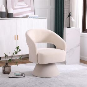 Swivel Chair Armchair, Round Barrel Chair in Fabric for Living Room Bedroom, Beige