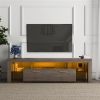 20 minutes quick assembly brown simple modern TV stand with the toughened glass shelf Floor cabinet Floor TV wall cabinet Brown + whiteTV bracket with