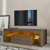 20 minutes quick assembly brown simple modern TV stand with the toughened glass shelf Floor cabinet Floor TV wall cabinet Brown TV bracket with LED Co