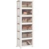 Plastic storage box with lid, 6-layer folding storage box with door and wheels, foldable storage box, stackable storage rack and storage container box