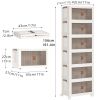 Plastic storage box with lid, 6-layer folding storage box with door and wheels, foldable storage box, stackable storage rack and storage container box