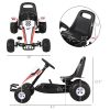 Pedal Go Kart Children Ride on Car Racing Style with Adjustable Seat, Plastic Wheels, Handbrake and Shift Lever, White