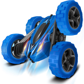 Rc Stunt Cars: Double Sided 360°Flip Rotating 4WD Race Car Toy For Outdoor & Indoor Birthday Gift (Color: Blue)