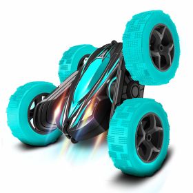 Rc Stunt Cars: Double Sided 360°Flip Rotating 4WD Race Car Toy For Outdoor & Indoor Birthday Gift (Color: cyan)