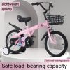 16 inch sporty kids bike with training wheels and stand Adjustable saddle Suitable for boys and girls aged 4-8 years tall Height 41-46 inches