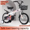 16 inch sporty kids bike with training wheels and stand Adjustable saddle Suitable for boys and girls aged 4-8 years tall Height 41-46 inches